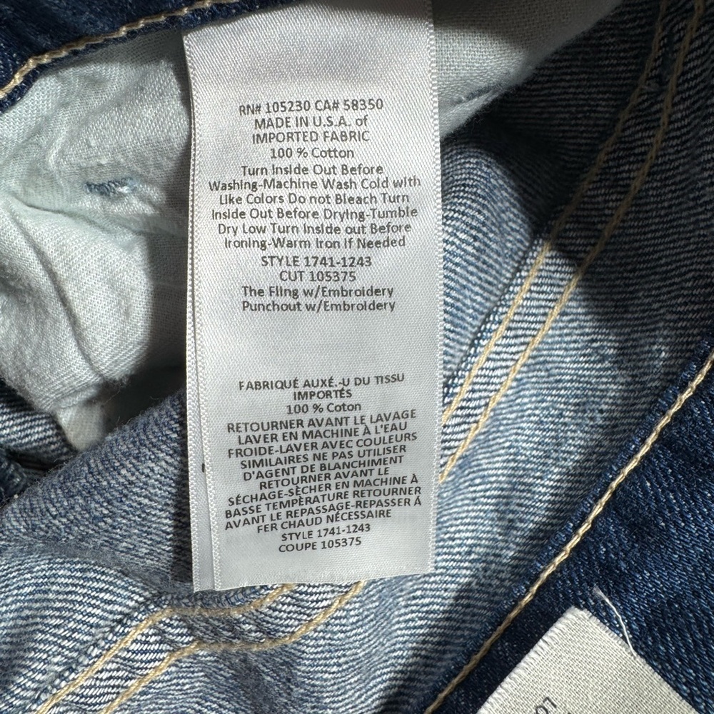 Current/Elliott The Fling Floral Embroidery Distressed Button Fly Jeans Size 27 - Picture 10 of 13